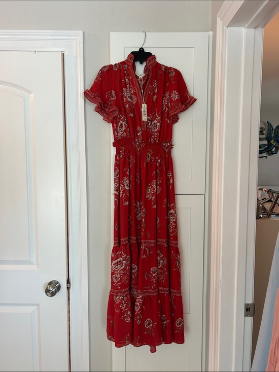Max Studio Dresses & Skirts - Max Studio Rust Floral Button-Front Tiered Maxi Dress